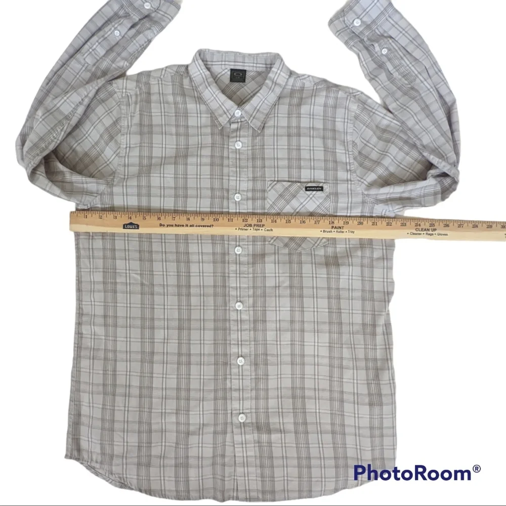 Oakley Shirt Mens Sz L Gray Button Up Long Sleeve Chest Pocket Dress Shirt - Picture 4 of 11